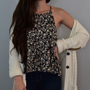 American Eagle floral high-neck top